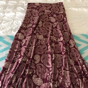 Maroon Paisley Print Lularoe Maxi Skirt Size XS